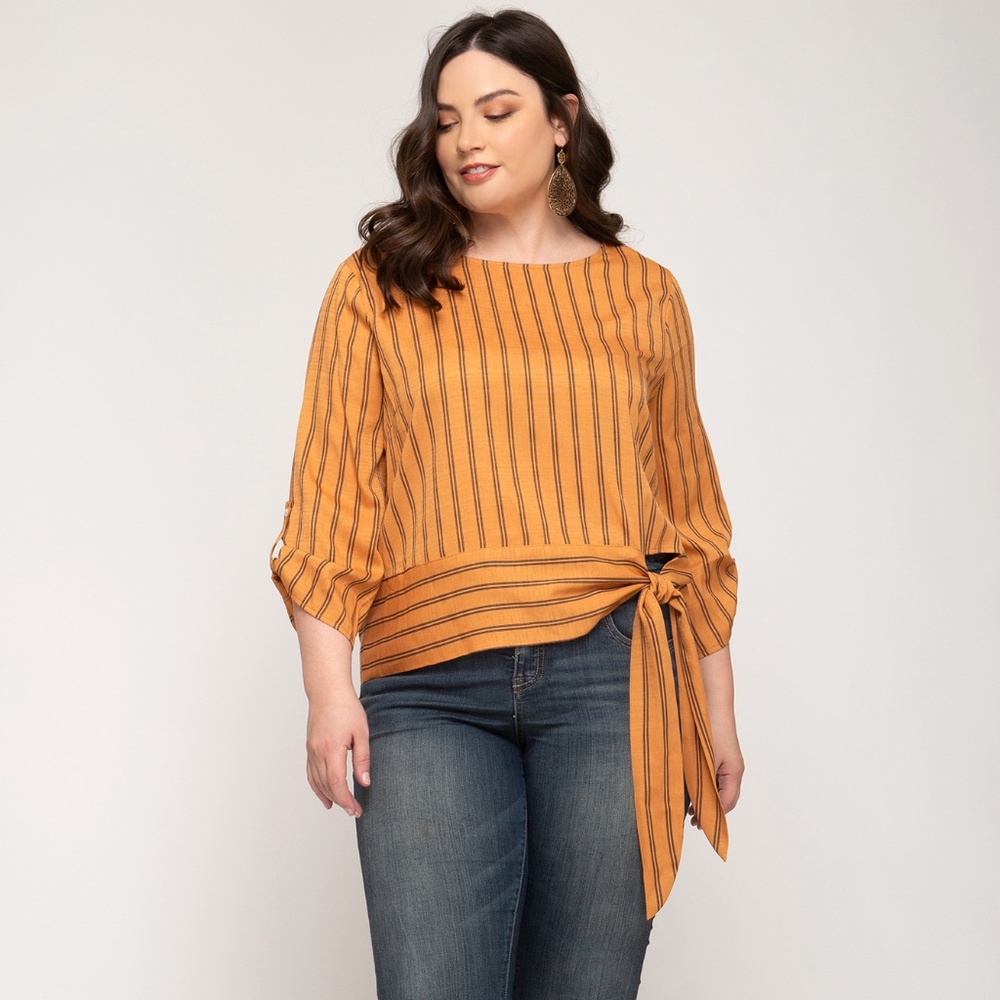 Plus Size She and Sky Striped Top w/ Side Tie NEW